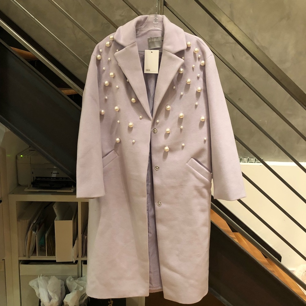 **BNWT**ASOS lilac purple pearl detail coat 4